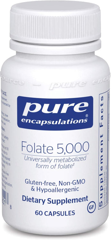 Pure Encapsulations - Folate 5,000 - Activated Vitamin B9 as 5-Methyltetrahydrofolate (5-MTHF) - 60 Capsules