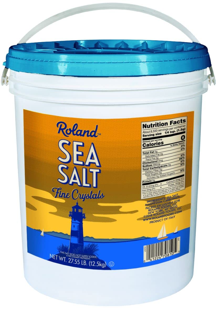 Roland Foods Sea Salt, Fine Crystal, Specialty Imported Food, 27.55-Pound Bucket : Cooking Sea Salt : Grocery & Gourmet Food