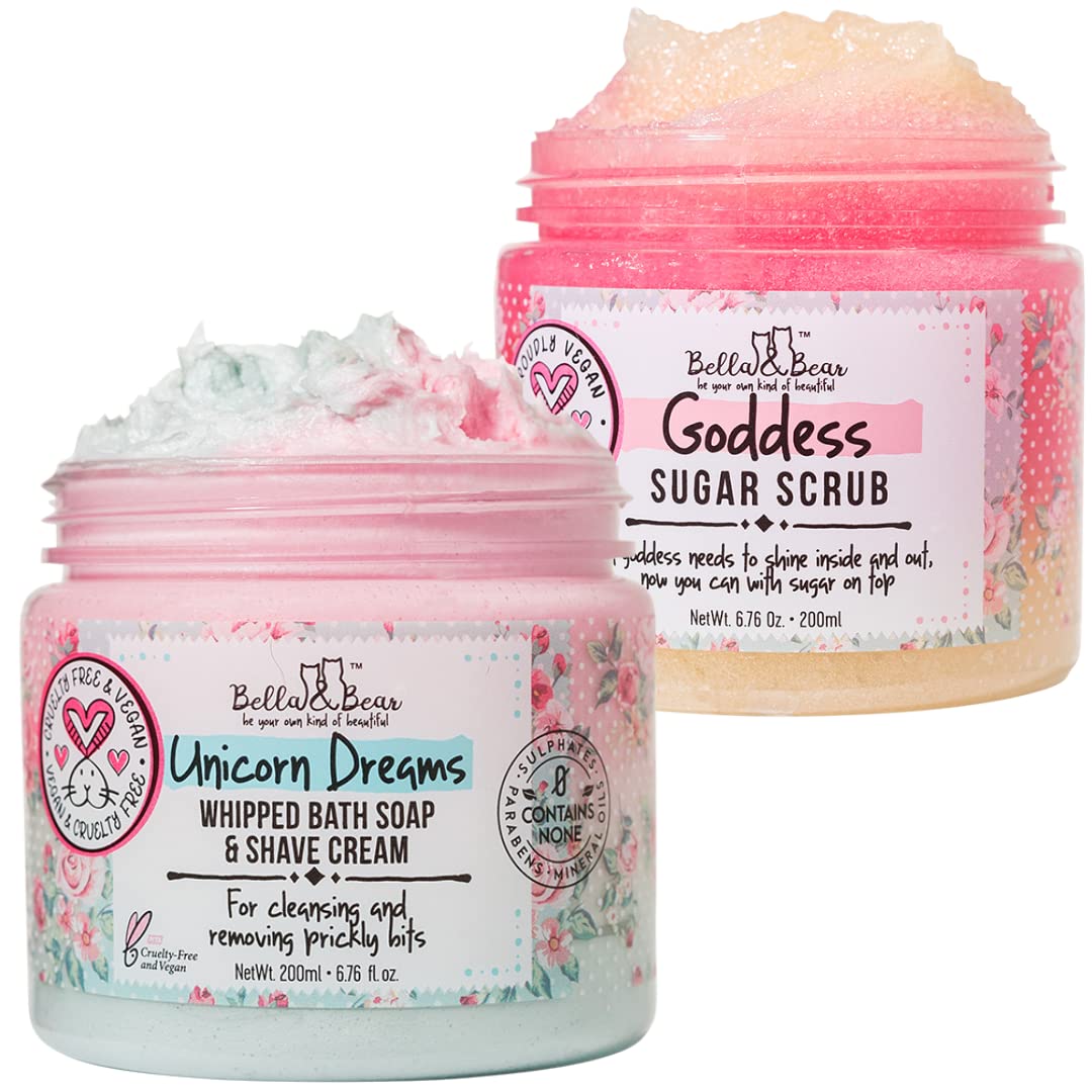 Goddess Boby Scrub & Unicorn Dreams Whipped Bath Soap & Shave Cream Bundle
