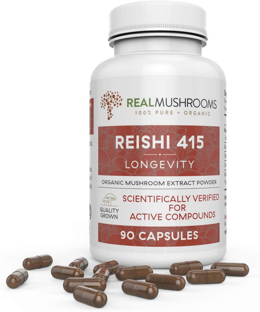 Reishi 415 Longevity Capsules (90Ct), Turkey Tail Mushroom Extract Immune Support (90Ct), Chaga Extract Mushroom Supplement (120 Caps)