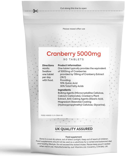 Just Vitamins Cranberry 5000mg 90 Tablets : Amazon.co.uk: Health & Personal Care