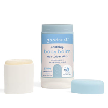 Goodnest® Baby & Toddler Travel Balm Stick - Fragrance-Free, Unscented, 6 Natural Moisturizers, Travel Balm, Organic Baby Balm, Hypoallergenic, Refillable Silicone Case For Dry & Sensitive Baby Skin