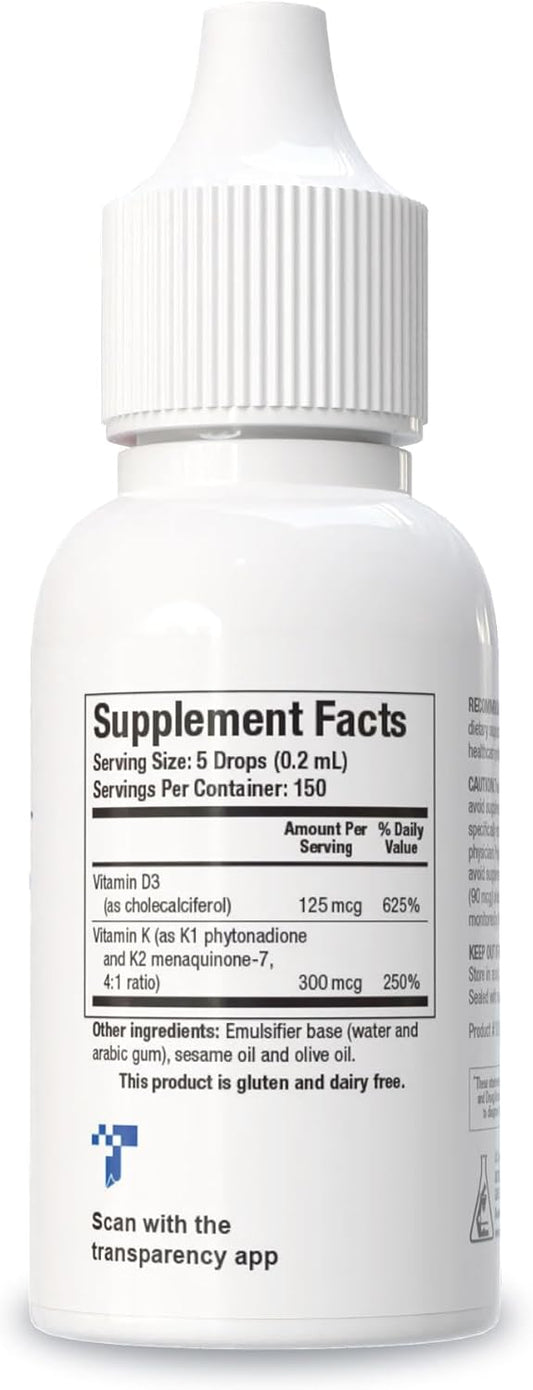 Biotics Research Bio-Dk-Mulsion™–Emulsified Liquid Vitamin D And K, D3 Drops 125 Mcg & Vitamin K (K1, K2) 300 Mcg Mk-7–Supports Stronger Bones, Musculoskeletal Strength, Healthy Heart & Bmi 1 Fl Oz