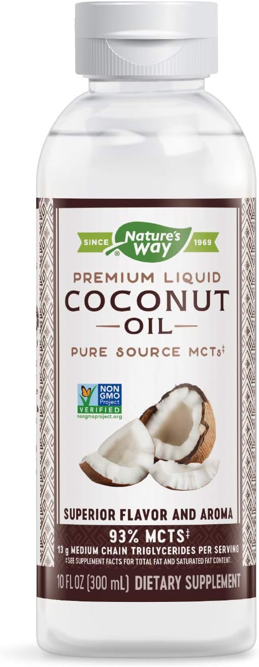 Nature's Way Premium Liquid Coconut Oil, Pure Source of MCTs, Cold Pressed, 10 Fl. Oz