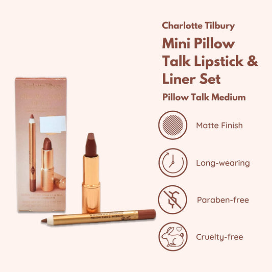 Charlotte Tilbury Pillow Talk Duo: Pillow Talk Medium - Travel Size Lip Duo Set, Lip Cheat Lip Liner And Matte Revolution Lipstick, Long Lasting