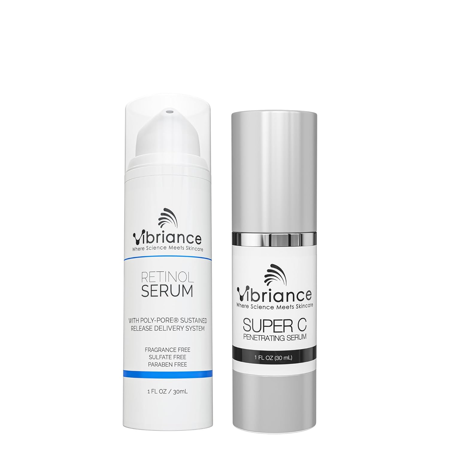 Vibriance Dynamic Duo Skincare Bundle | Super C Vitamin C Serum & Retinol Serum Skincare Set | Age-Defying Day & Nighttime Power