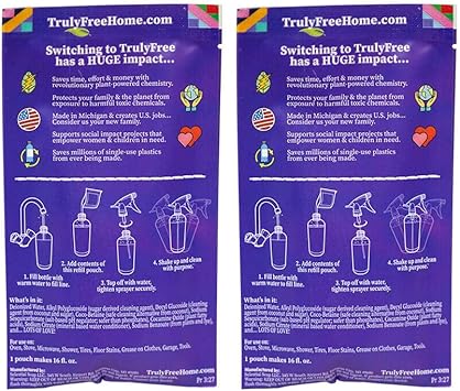 Truly Free Heavy Duty Degreaser- Grease Remover & Grime Cleaner For Kitchen, Automotive & More, Household Cleaning Supplies, Fragrance-Free, Includes 16 Oz Reusable Empty Bottle & 2 Refills (4 Oz)