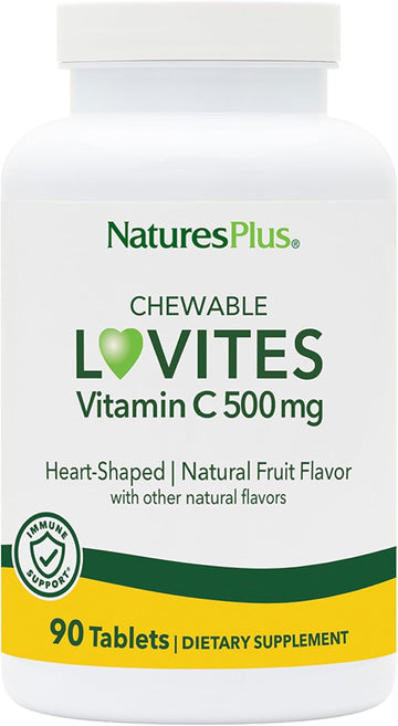Natures Plus Lovites Vitamin C 500 Mg - 90 Chewable Tablets, Pack Of 2 - Immune System Support - Vegan, Gluten Free - 180 Total Servings