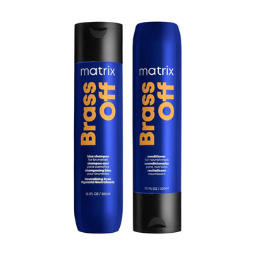 Matrix Brass Off Blue Shampoo And Nourishing Conditioner Set | Moisturize And Tone Brassy Hair | For Color Treated & Bleached Hair | For Brunettes & Dark Blondes | Packaging May Vary