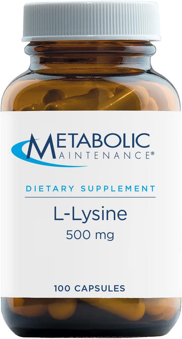 Metabolic Maintenance L-Lysine - Pure 500mg Amino Acid Supplement, Vegan + No Fillers - Immune, Bone + Connective Tissue Support - 'Free Form' for Superior Absorption (100 Capsules)