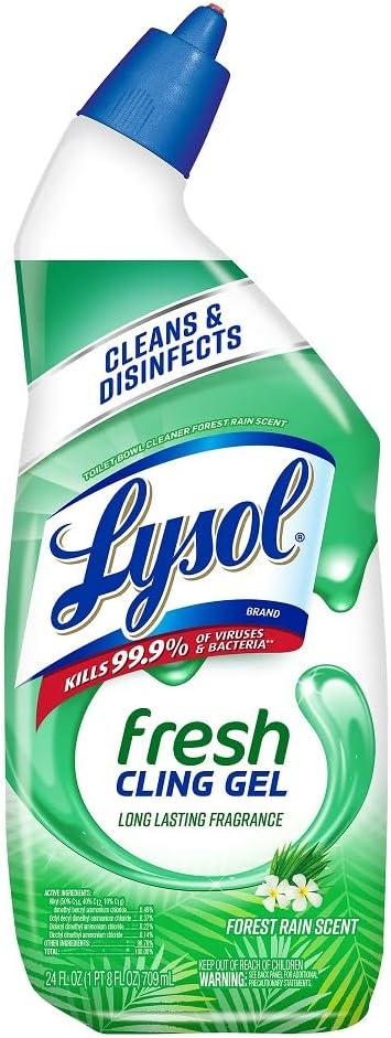 Lysol Toilet Bowl Cleaner Gel, For Cleaning And Disinfecting, Stain Removal, Forest Rain Scent, 24Oz