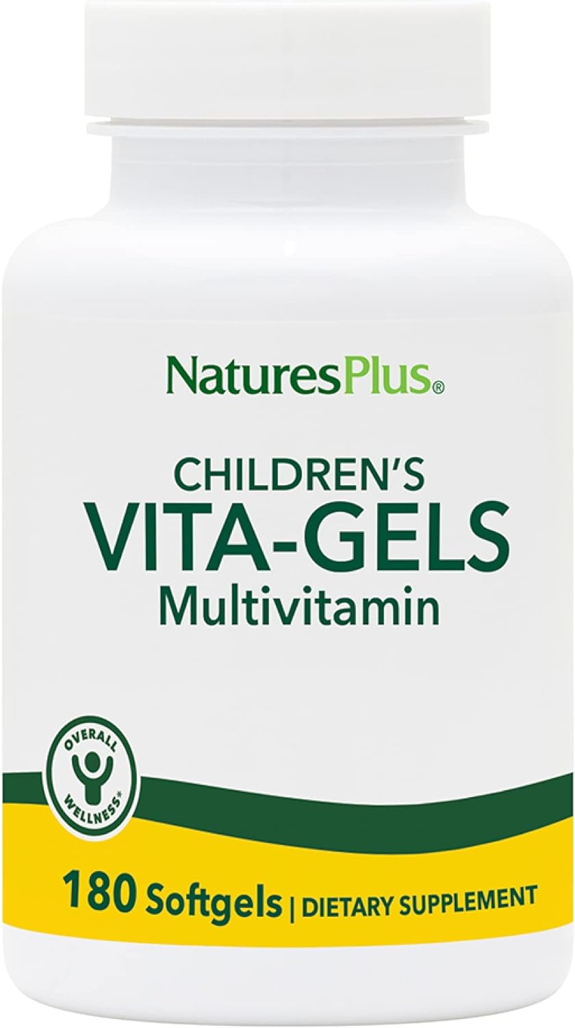 NaturesPlus Childrens Vita-Gels - 180 Easy to Swallow Softgels - Natural Orange Flavor- Childrens Multivitamin & Mineral Supplement - for Health, Energy - Gluten-Free - 180 Servings