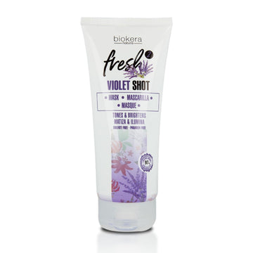 Salerm - Purple Mask - Biokera Fresh Violet Shot Mask - 200 Ml - For Blonde, Gray, Highlighted, Or Bleached Hair - Helps Neutralize Yellow Tones - Enhances Shine