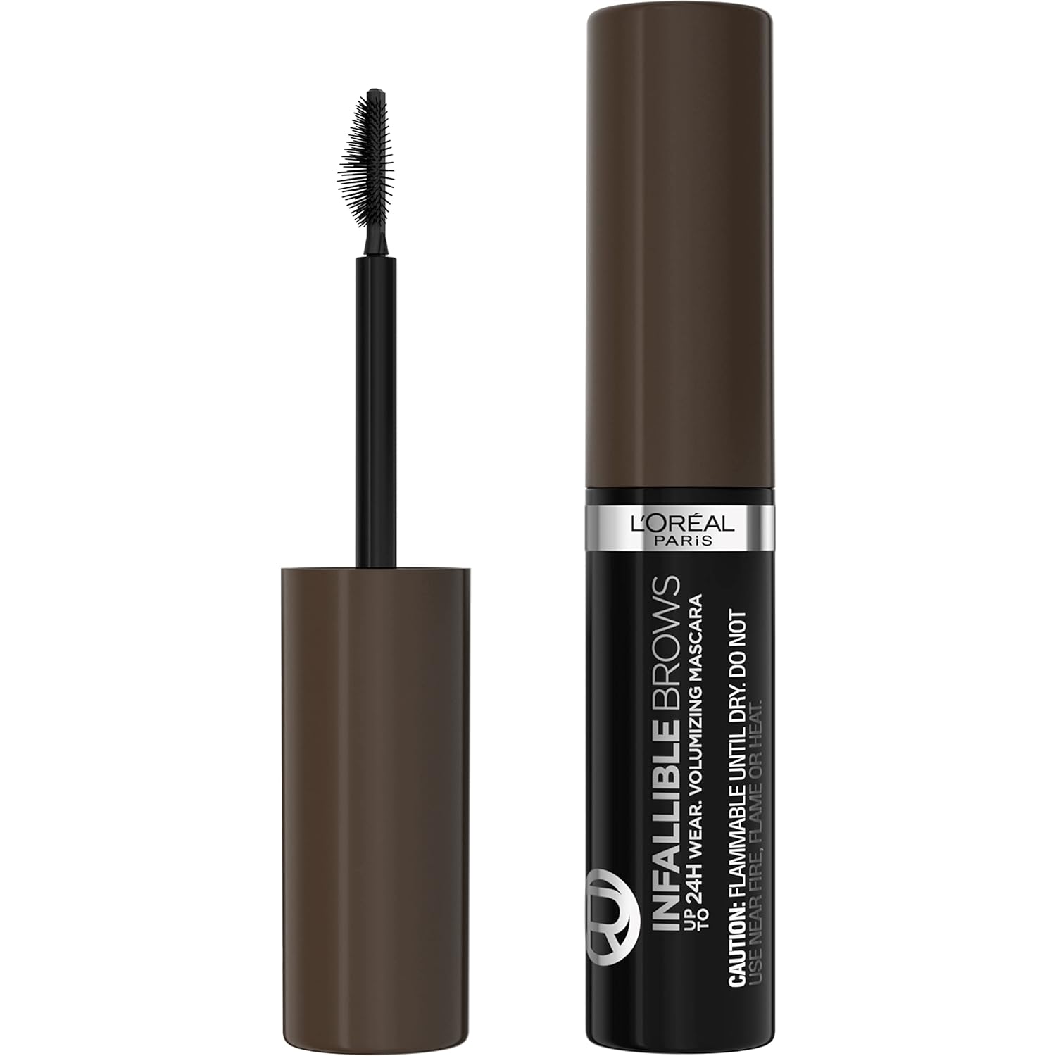 L'Oreal Paris Infallible Volumizing 24H Wear Brow Mascara, Long Lasting Eyebrow Makeup For 2X Fuller Eyebrows, 3.0 Soft Black, 0.13 Fl Oz