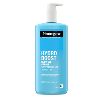 Neutrogena Hydro Boost Body Gel Cream, Hydrating Body Lotion With Hyaluronic Acid For Normal To Dry Skin, Lightweight Fragrance-Free Hyaluronic Acid Moisturizer, 16 Oz