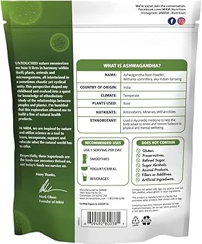 Mrm Nutrition Organic Ashwagandha Root Powder | Superfoods | Ancient Adaptogen | Antioxidants | Vegan + Gluten-Free | 113 Servings