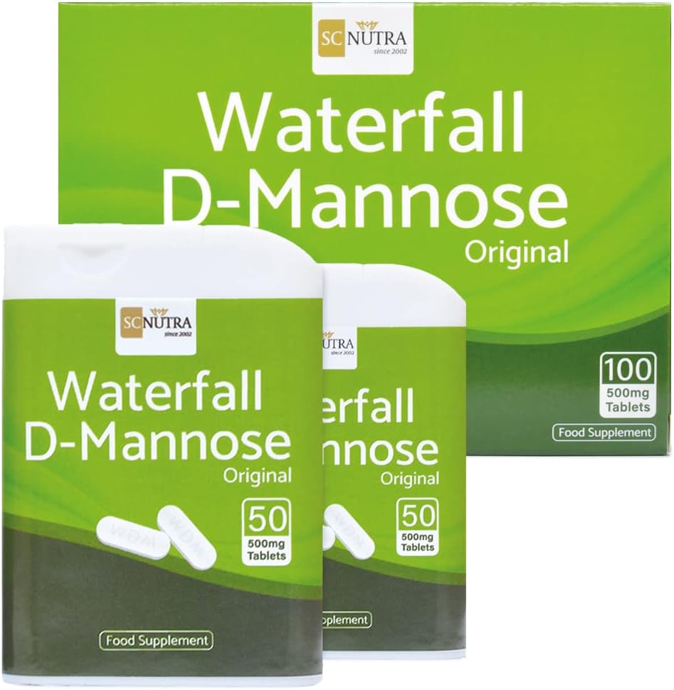 Waterfall D-Mannose Tablets 500mg (Capsule Sized) - 100% D-Mannose Naturally Sourced from Birch - Bladder Health | 100 x 500mg Tablets