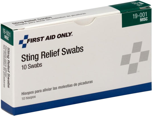 First Aid Only 19-001 Sting Relief Swabs, 10 Count