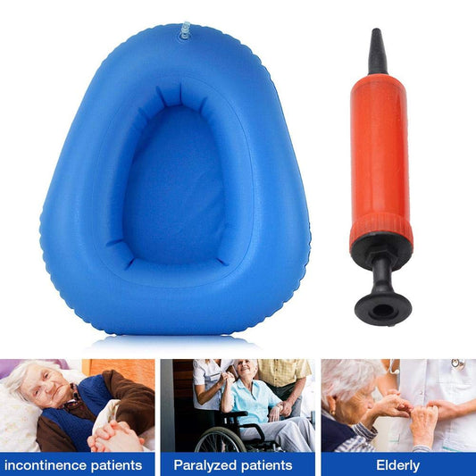 HYMIC Portable Bedpan, Inflatable Cushions Potty for Hospital Elderly Bedridden, Washable Inflation Bed Pans for Females, Inflatable Stool Toilet Nursing Toilet(Blue)