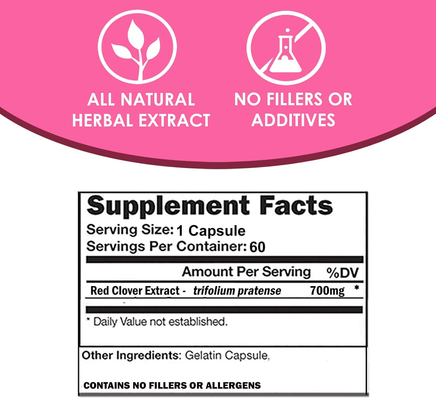 VH Nutrition RED Clover | 700mg Trifolium Pratense Extract | Hormone Balance* and Menopause Support* for Women | Natural Relief for Hormonal Fluctuations and Overall Well-Being | 60 Capsules : Health & Household