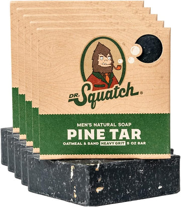 Dr. Squatch Pine Tar Soap 5-Pack Bundle – Mens Bar With Natural Woodsy Scent And Skin Exfoliating Scrub – Handmade With Pine, Coconut, Olive Organic Oils In Usa (5 Bar Set)