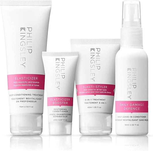 Philip Kingsley | Elasticizer Booster Kit | Deep Conditioning Treatment | Includes Repair Hair Mask, Elasticizer Booster, Leave-In Conditioner Spray And Styling Cream For Dry And Damaged Hair | 4 Set