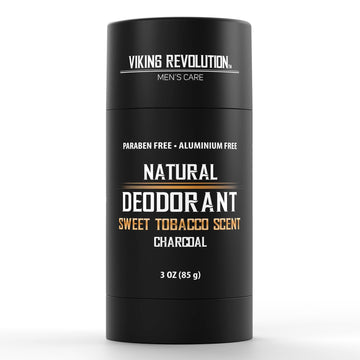 Viking Revolution Sweet Tobacco Deodorant For Men - Natural Deodorant For Men Charcoal Deodorant Men With Shea Butter, Coconut Oil, Baking Soda, Beeswax - Mens Deodorant Aluminum Free (3Oz)