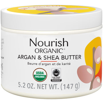Nourish Organic Argan & Shea Butter – Vanilla Body Butter With Coconut Oil For Skin, Body Lotion For Dry Skin + Washable Cotton Round