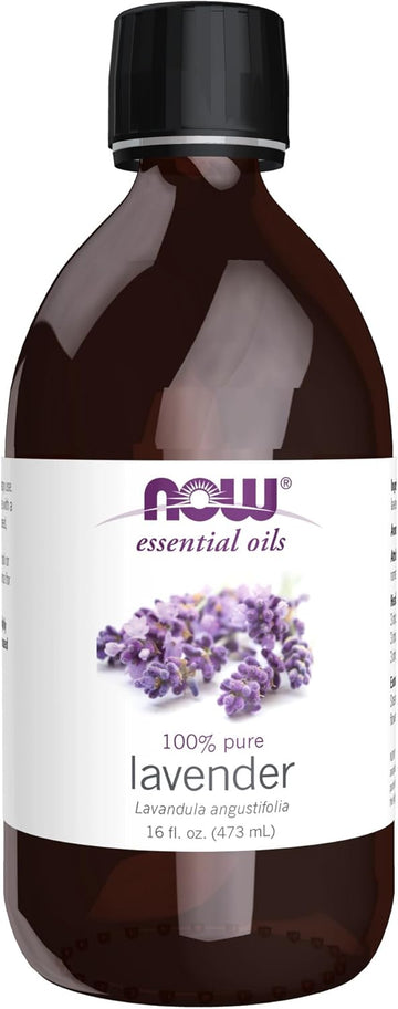 Now Foods Essential Oils, Lavender Oil, Soothing Aromatherapy Scent, Steam Distilled, 100% Pure, Vegan, Child Resistant Cap, 16-Ounce