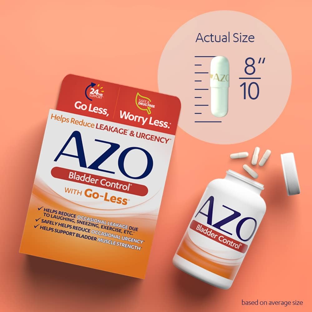 AZO Bladder Control with Go-Less Daily Supplement | Helps Reduce Occasional Urgency& leakage due to laughing, sneezing and exercise | 54 Count Capsules : Health & Household