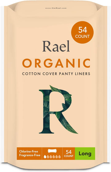 Rael Panty Liners for Women, Organic Cotton Cover - Long Pantiliners, Light Absorbency, Unscented, Chlorine Free (Long, 54 Count)