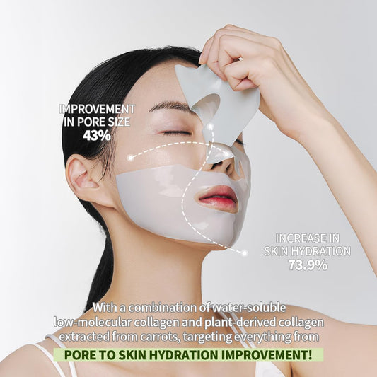 Nacific Collagen Gel Facial Mask (Green Tea Cica) 4Ea Set Hydrogel Deep Korean Face Mask Hydrating Overnight Elasticity Firming Pore Minimizing For All Skin Types