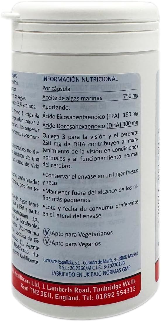 Lamberts Vegan Omega 3 Dha Algal Oil 60 Capsules