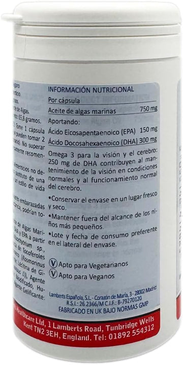 Lamberts Vegan Omega 3 Dha Algal Oil 60 Capsules