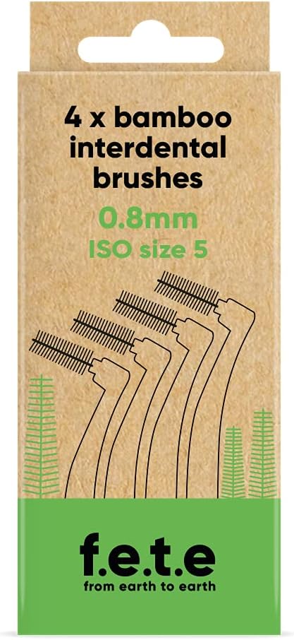 F.E.T.E | Green Iso Size 5-0.80Mm Bamboo Interdental Brushes | Biodegradable & Compostable Handle | Recyclable Soft Bristles | Sustainable | Vegan