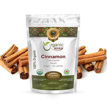 Organic Way True Ceylon Cinnamon Sticks (Cinnamomum Verum) - Adds Flavour | Organic & Kosher Certified | Raw, Vegan, Non Gmo & Gluten Free | Usda Certified | Origin - Sri Lanka (1/2Lbs / 8Oz)