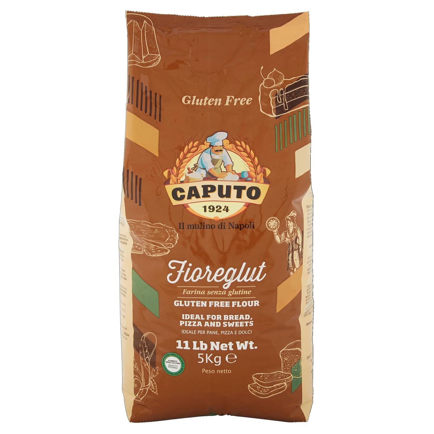 Antimo Caputo Gluten Free Pizza Flour 11 Lb Bulk - All Natural Multi Purpose Flour & Starch Blend For Baking Pizza, Bread, & Pasta