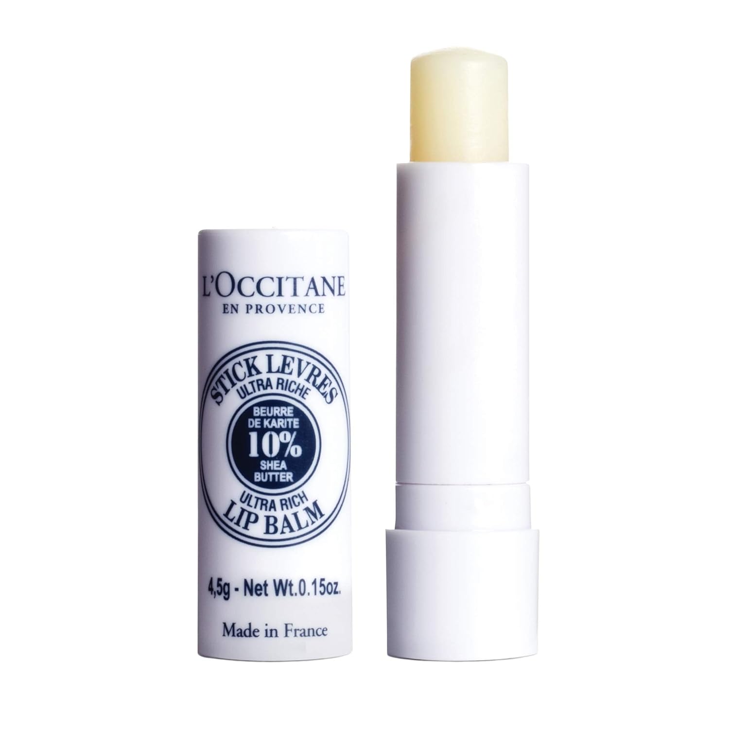 L'Occitane Ultra-Rich 10% Shea Butter Nourishing Lip Balm Stick: Moisturize Dry Lips, Twist Up, Softening, With Beeswax And Castor Oil, Silicone-Free