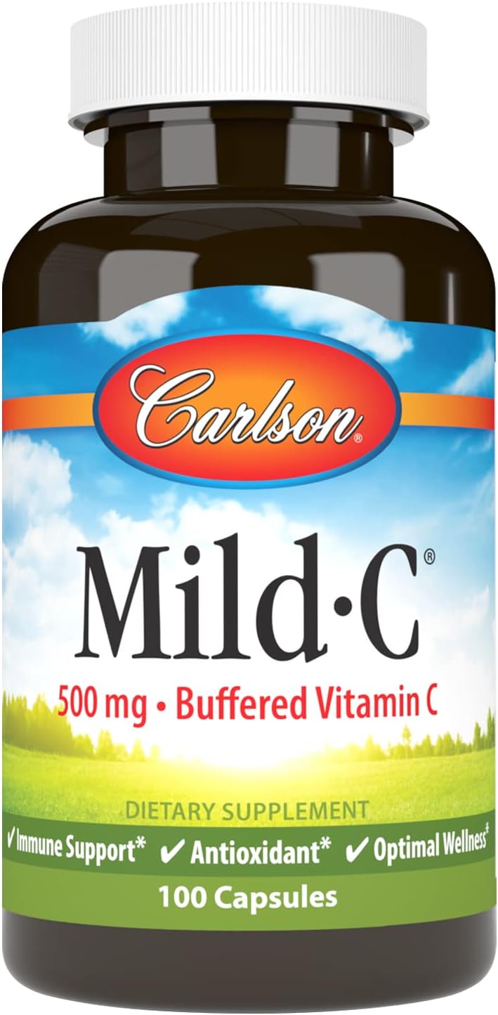 Carlson - Mild-C, 500 Mg, Buffered Vitamin C, Immune Support & Optimal Wellness, Antioxidant, 100 Capsules