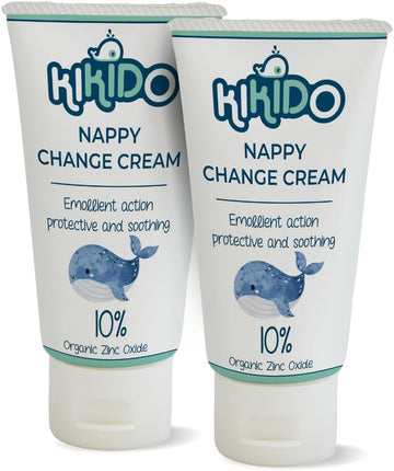 Kikido Nappy Change Cream 100 Ml - X2 Zinc Oxide Nappy Cream For Newborns - Protective Barrier Cream For Nappy Rash Changing Cream For Sensitive Skin, 100 Ml