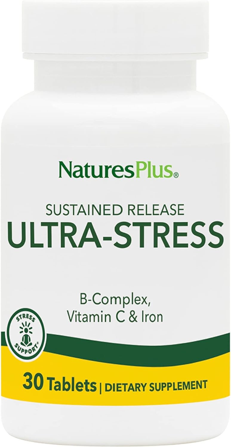 Naturesplus Ultra-Stress With Iron, Sustained Release - 30 Vegetarian Tablets - Stress Relief Supplement With B-Complex & Vitamin C - Energy Booster, Mood Enhancer - Gluten-Free - 30 Servings