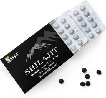 Sayan 100% Pure Shilajit Tablets,12,000Mg High-Potency Supplement, More Effective Than Resin & Capsules, 85+ Trace Minerals Sourced From 10,000Ft Lab-Tested For Purity. 60 Tablets - 1-2 Month Supply