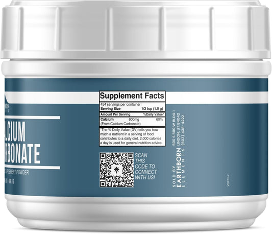 Earthborn Elements Calcium Carbonate Powder (1.5 lb), Natural Antacid, Convenient Mess Free Resealable Tub