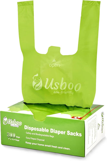 Baby Disposable Diaper Bags,300 Count Oxo-Biodegradable Diaper Sacks,Easy-Tie Handles,Diaper Disposal Or Pet Waste Bags, Unscented