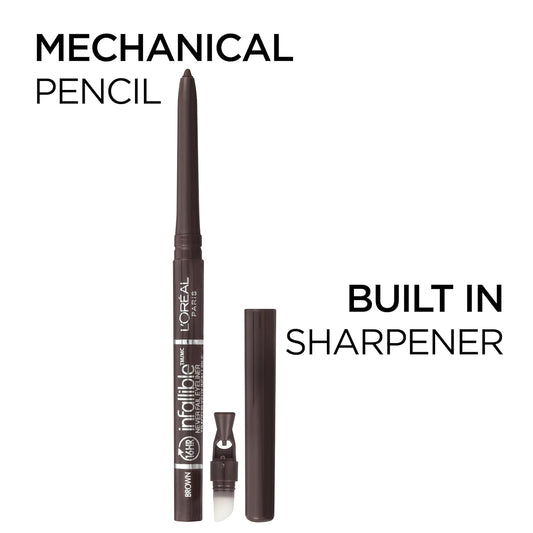 L'Oreal Paris Makeup Infallible Never Fail Original Mechanical Pencil Eyeliner With Built In Sharpener, Brown, 0.008 Oz