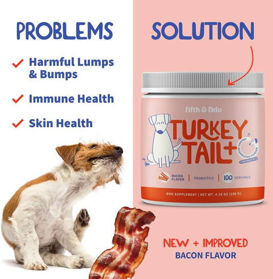 Turkey Tail Mushroom For Dogs - Turkey Tail Mushroom Powder For Dogs Guards Against Lumps & Bumps - Dog Turkey Tail Supplement - Turkey Tail For Dogs Supports Dog Gut Health Probiotics & Turkey Tail