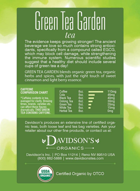 Davidson'S Organics, Green Tea Garden, 8-Count Tea Bags, Pack Of 12