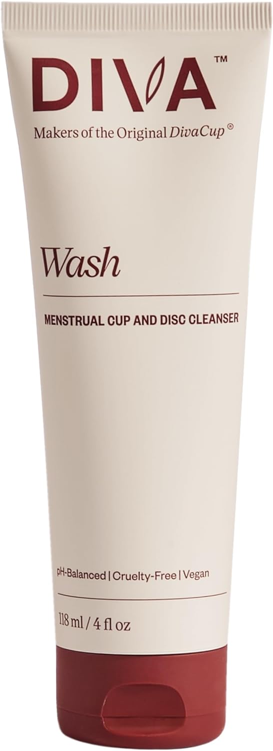 DIVA Wash - Menstrual Cup & Disc Cleanser - Requires One Drop Only - Wash for Period Care - 100% Plant-Based Cleansing Wash - Fresh Citrus Scent - 4 Fl Oz