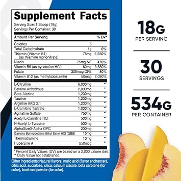 Nutricost Stim-Free Pre-Workout, 30 Servings (Peach Mango) - Caffeine