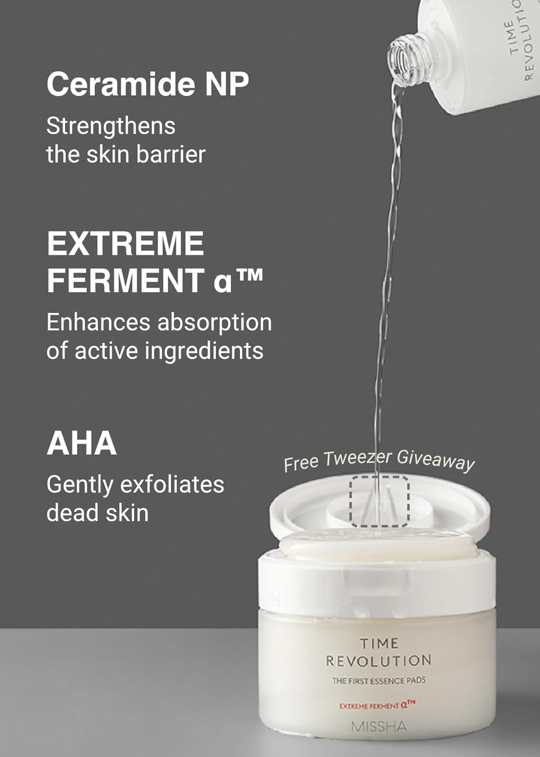 Missha Time Revolution The First Essence Toner Pads (75 Pads) - Exfoliating Pads Enhanced With Aha, Moisturizing, Larger Size, Advanced Ferment Absorption : Office Products